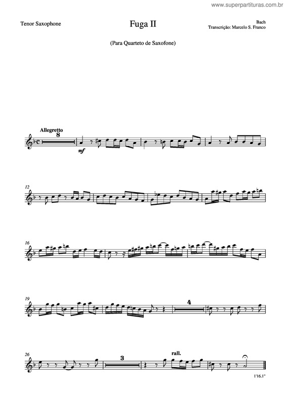 Partitura da música Fuga Ii v.2