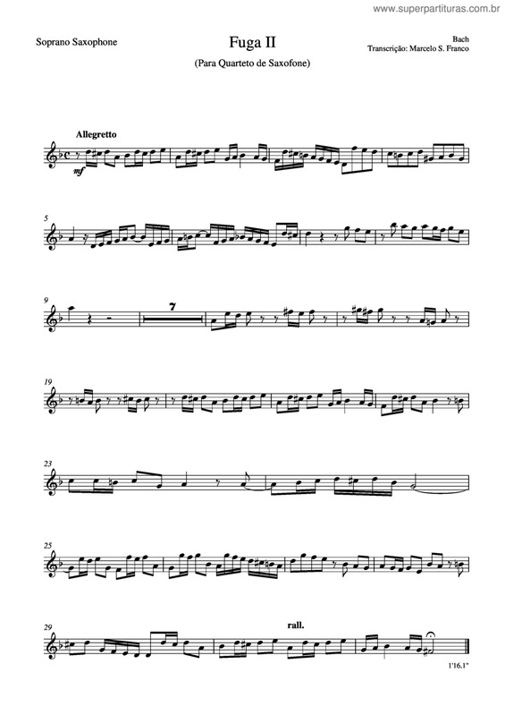 Partitura da música Fuga Ii