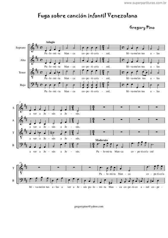 Partitura da música Fuga Sobre Canción Infantil Venezolana