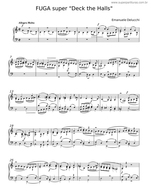 Partitura da música Fuga Super Deck The Halls – Emanuele Delucchi