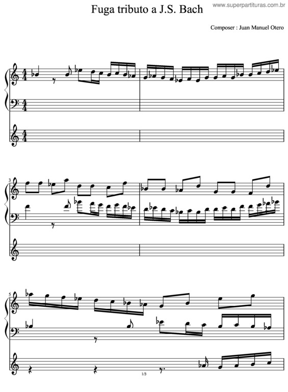 Partitura da música Fuga Tributo A J.S. Bach