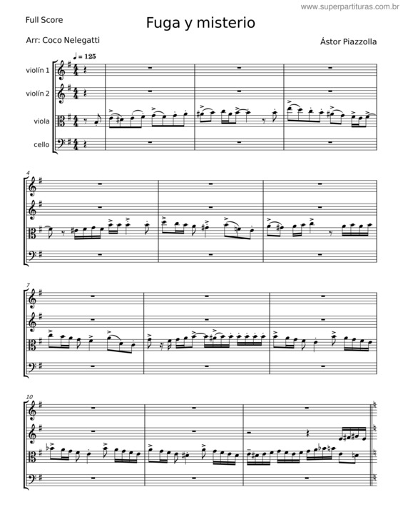 Partitura da música Fuga Y Misterio – Astor Piazzolla v.10