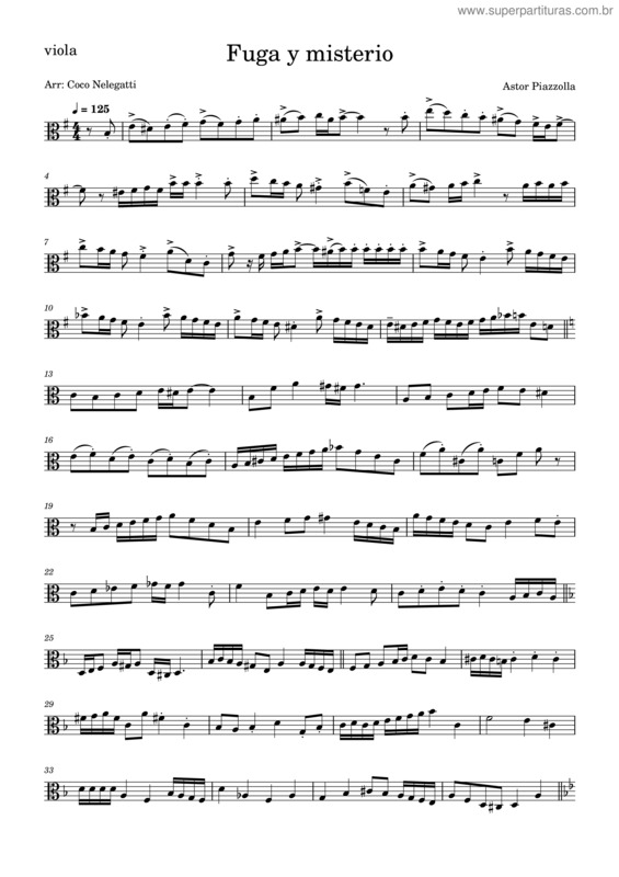 Partitura da música Fuga Y Misterio – Astor Piazzolla v.2