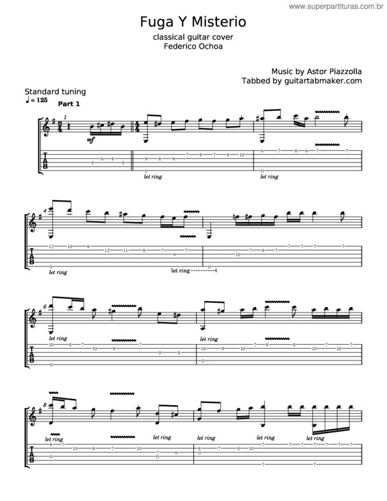 Partitura da música Fuga Y Misterio – Astor Piazzolla v.5