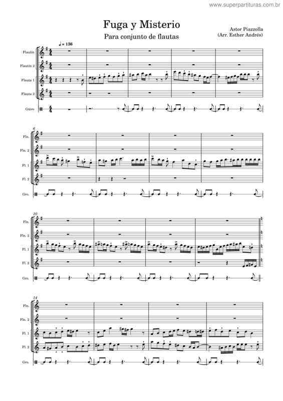 Partitura da música Fuga Y Misterio – Astor Piazzolla v.9