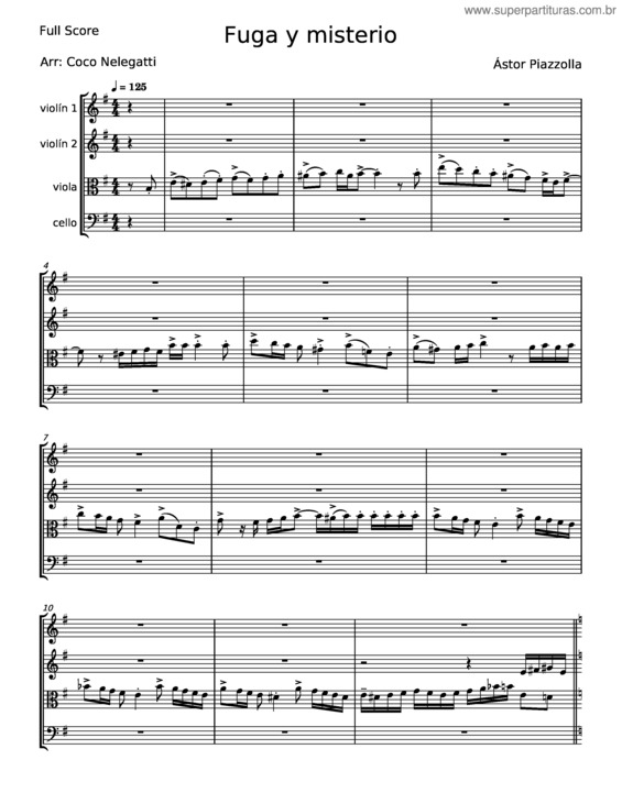 Partitura da música Fuga Y Misterio – Astor Piazzolla