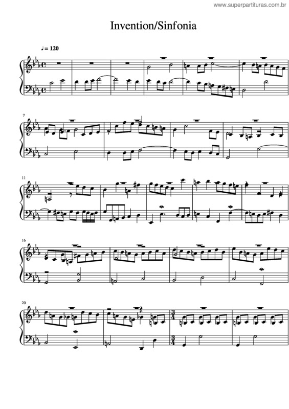 Partitura da música Fugal Invention/Sinfonia Free–Form Nonsense