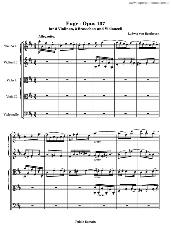 Partitura da música Fuge