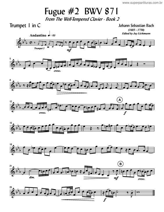 Partitura da música Fugue 2