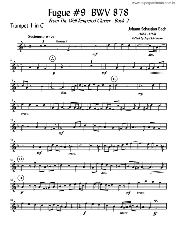 Partitura da música Fugue 9