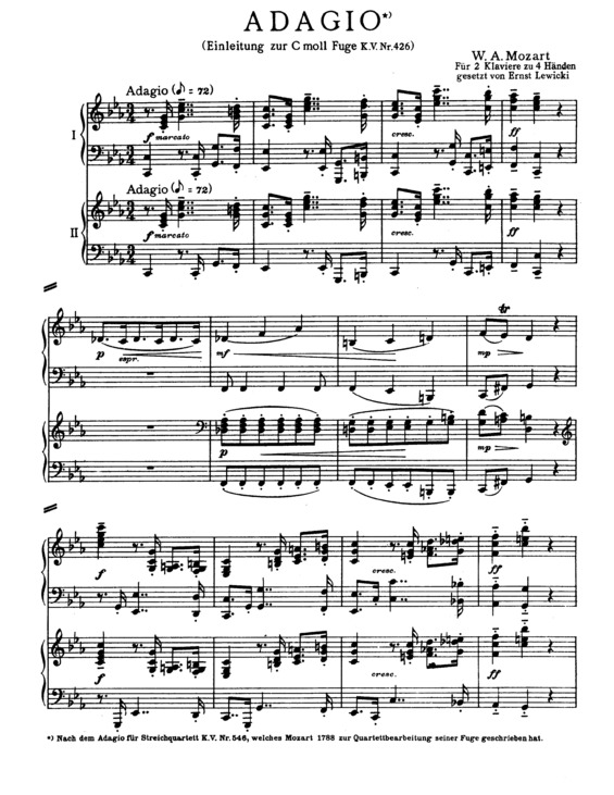Partitura da música Fugue for Two Pianos v.2