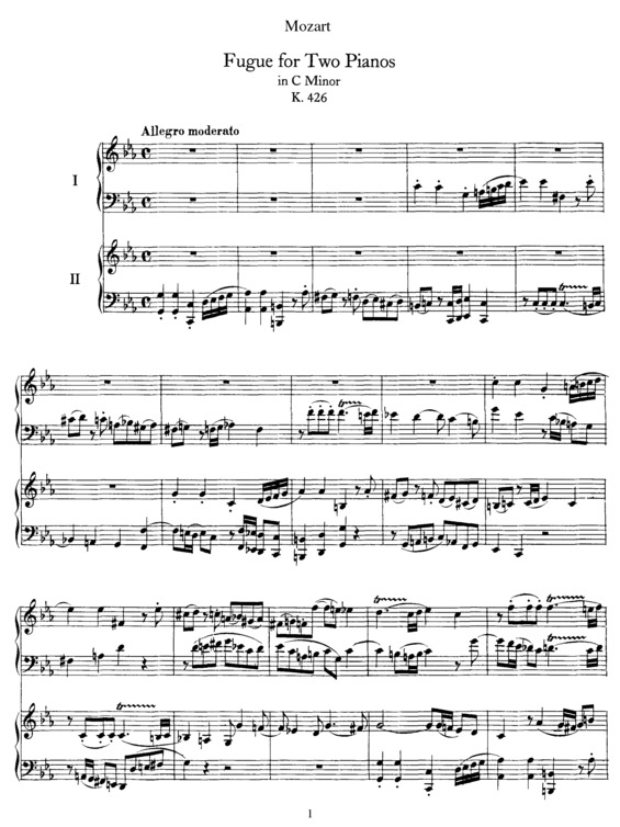 Partitura da música Fugue for Two Pianos