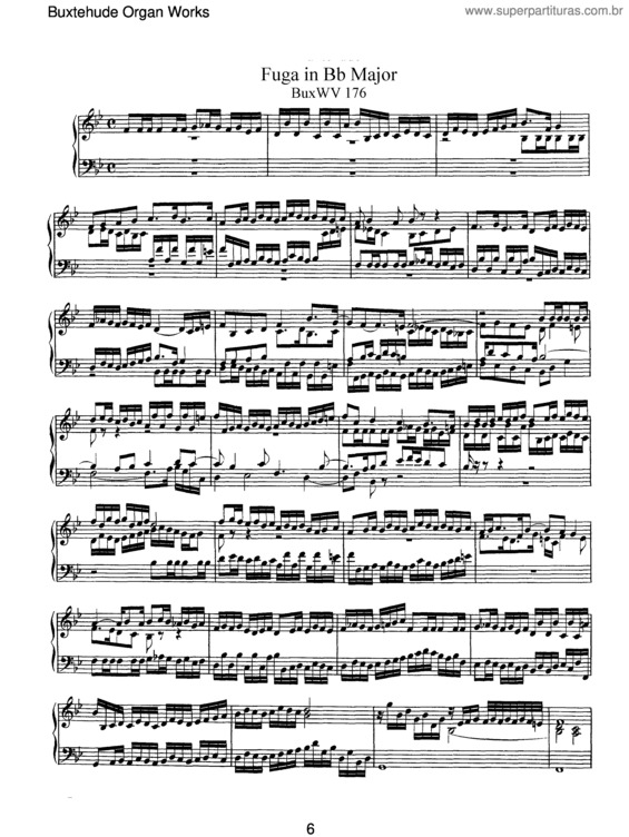 Partitura da música Fugue in B-flat major