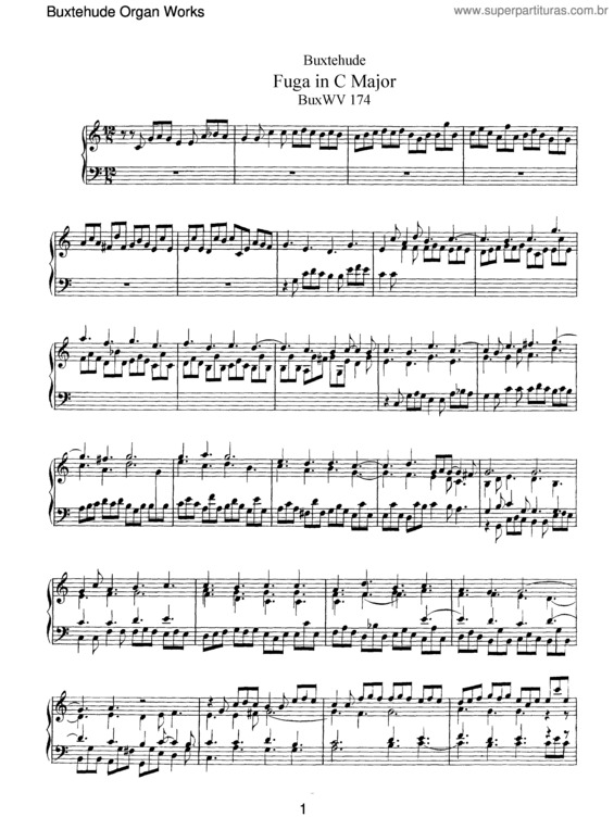 Partitura da música Fugue in C major