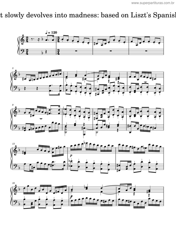 Partitura da música Fugue That Slowly Devolves Into Madness_ Based On Liszt`S Spanish Fantasy.Xml – Mystical445