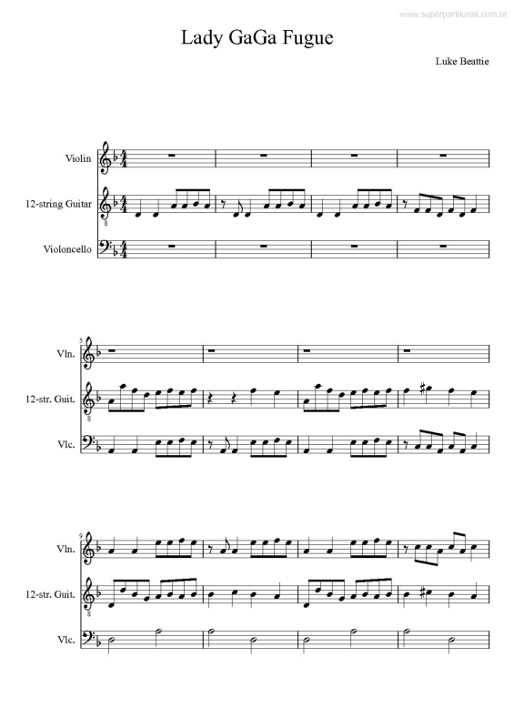 Partitura da música Fugue