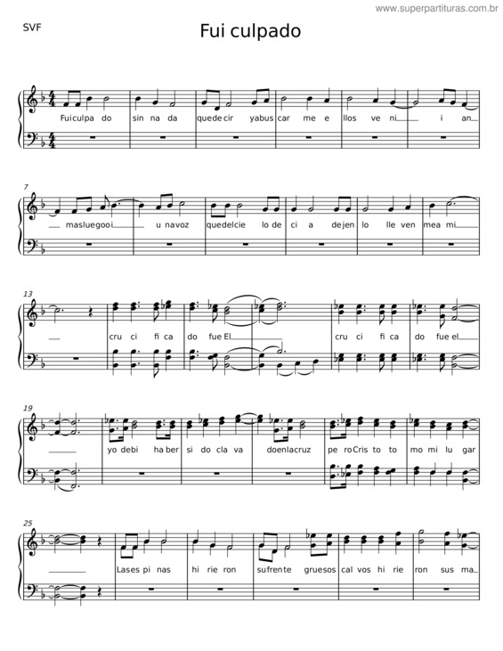 Partitura da música Fui Culpado