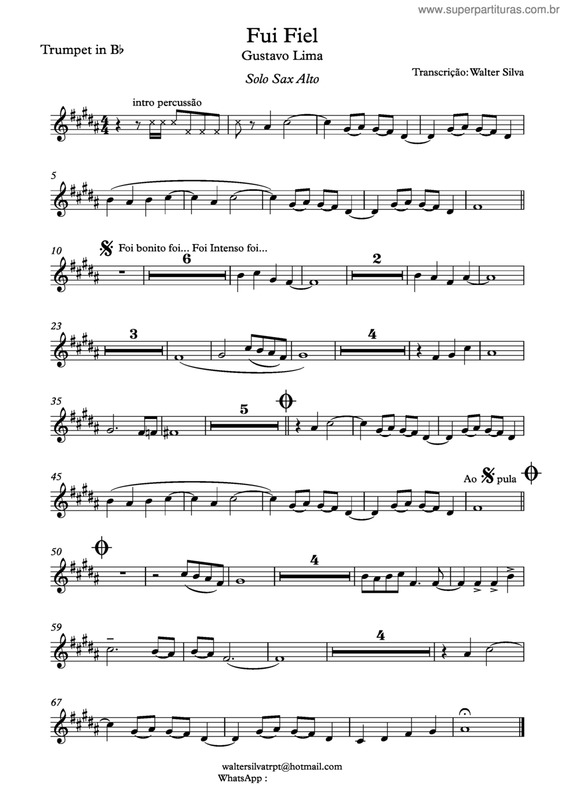 Partitura da música Fui Fiel v.2