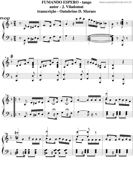 Partitura da música Fumando Espero