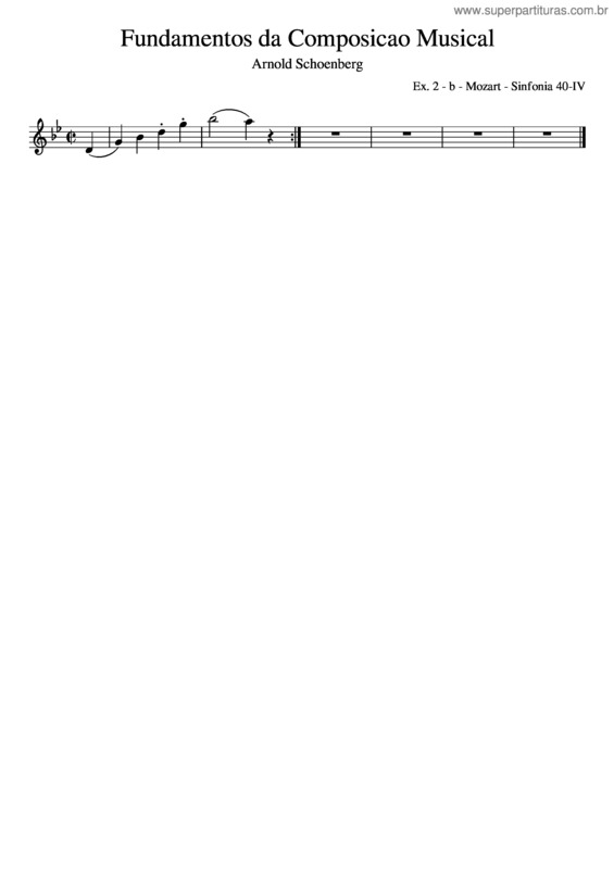 Partitura da música Fundamentos Da Composicao Musical – Schoenberg Arnold – Ex. 2 – B – Mozart – Sinfonia 40–Iv