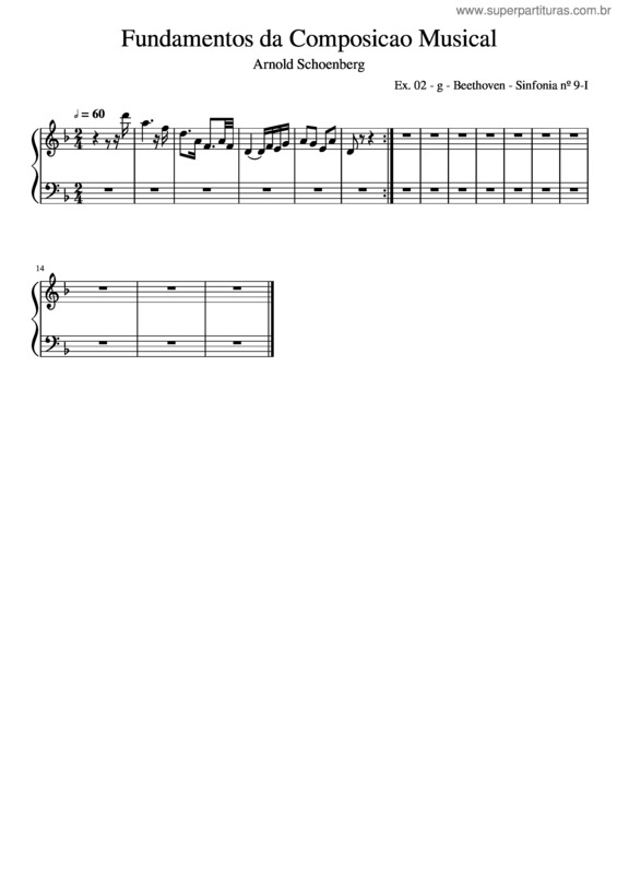 Partitura da música Fundamentos Da Composicao Musical – Schoenberg Arnold – Ex. 2 – G – Beethoven – Sinfonia Nº 9–I