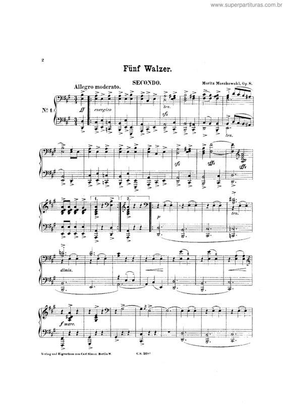 Partitura da música Fünf Walzer