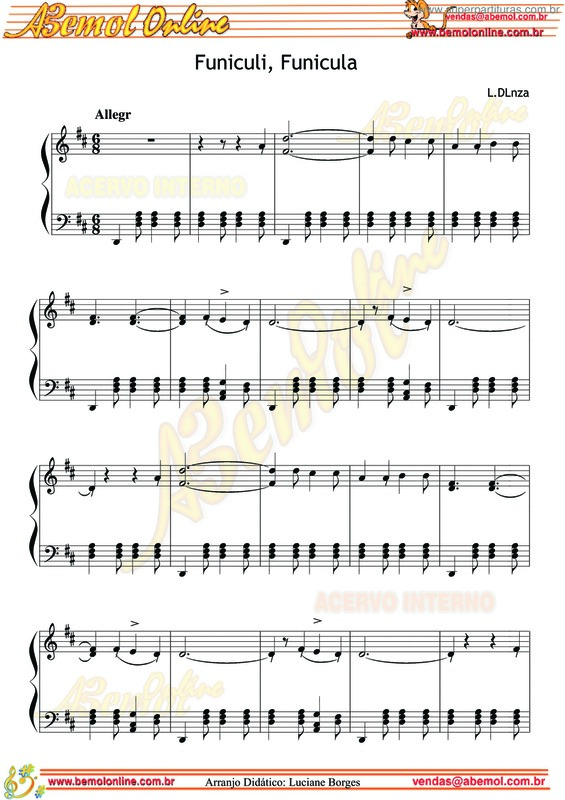 Partitura da música Funiculi, Funicula v.2