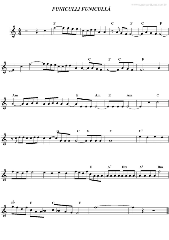 Partitura da música Funiculi Funicula v.2