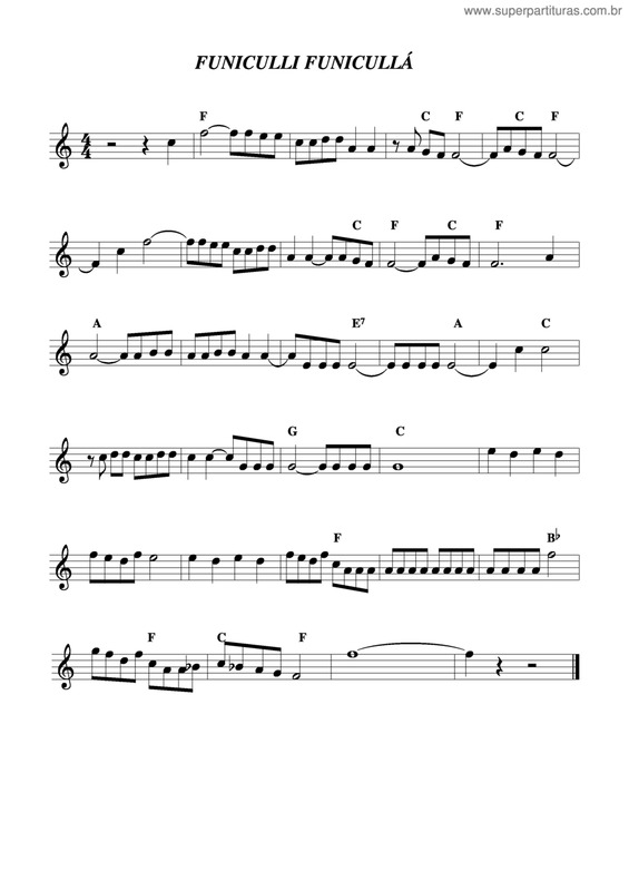 Partitura da música Funileiro Funicullá