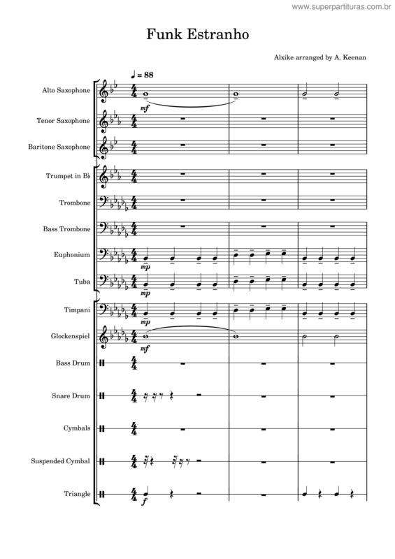 Partitura da música Funk Estranho – Concert Band