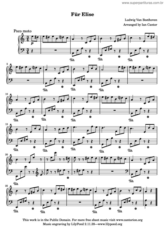 Partitura da música Für Elise v.3