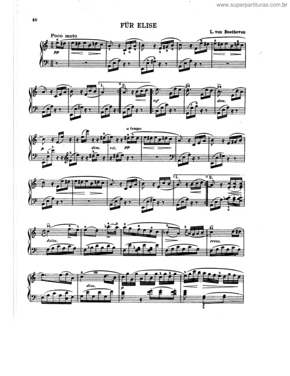 Partitura da música Für Elise v.4