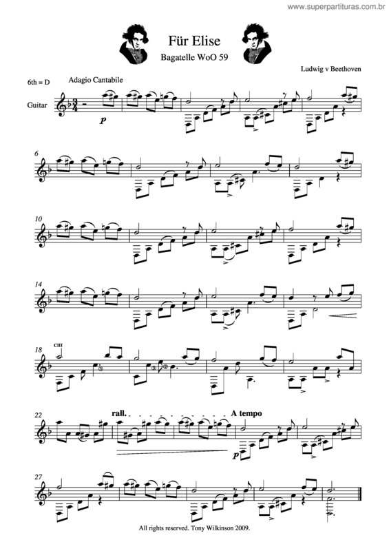 Partitura da música Für Elise v.5