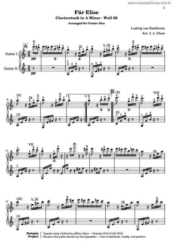 Partitura da música Für Elise v.6
