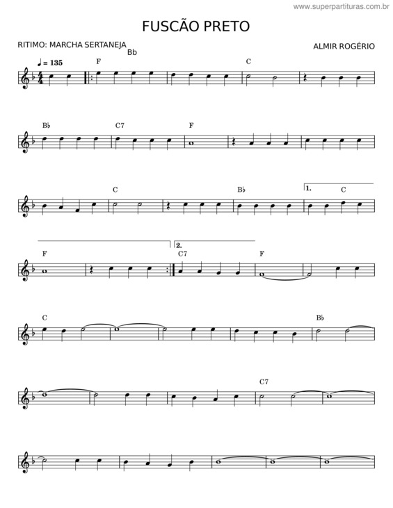 Partitura da música Fuscão Preto v.4