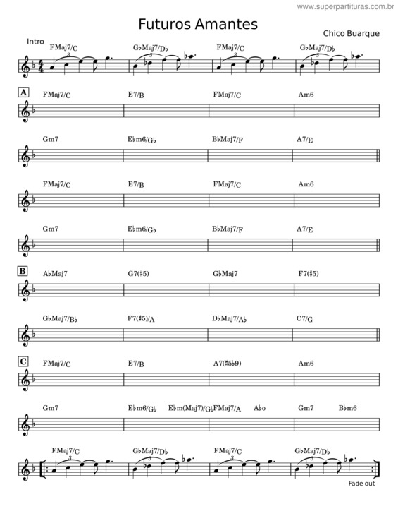 Partitura da música Futuros Amantes – Chico Buarque