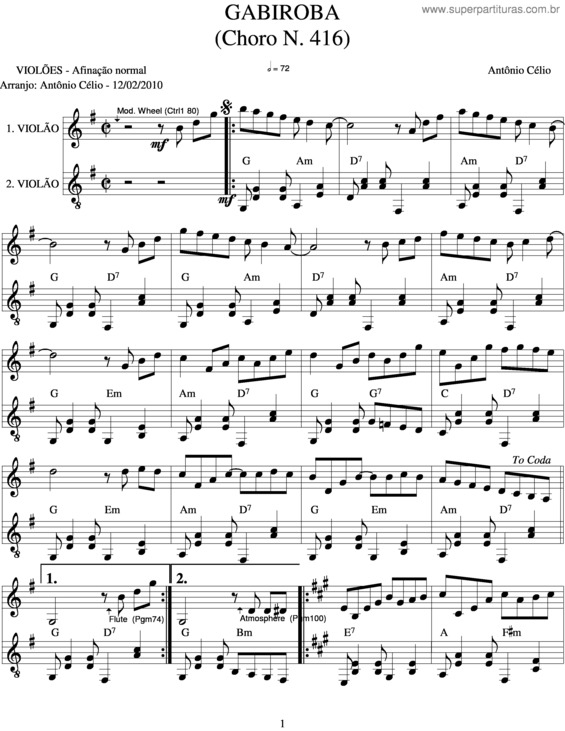 Partitura da música Gabiroban