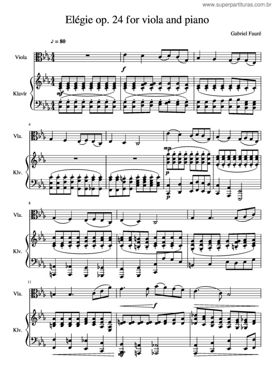 Partitura da música Gabriel Fauré: Elégie Op. 24 For Viola And Piano