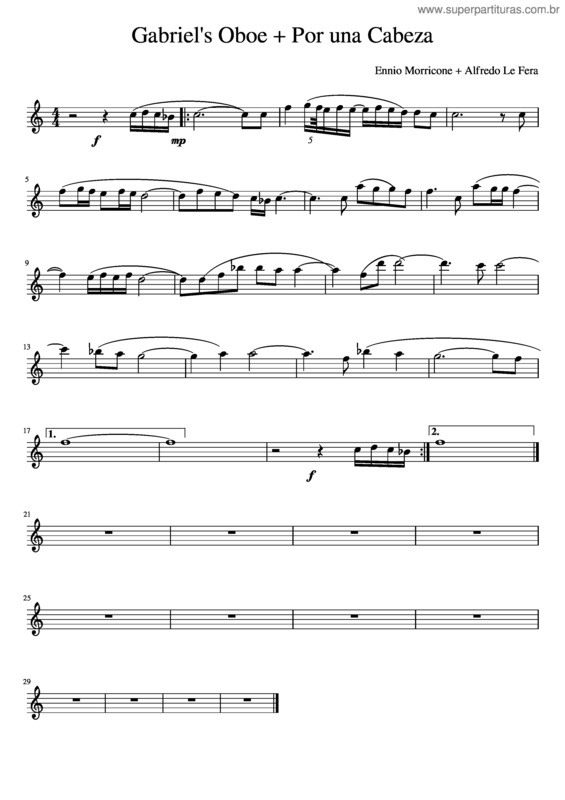 Partitura da música Gabriel`S Oboe + Por Una Cabeza