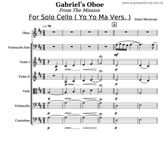Partitura da música Gabriel`S Oboe For Cello And Strings