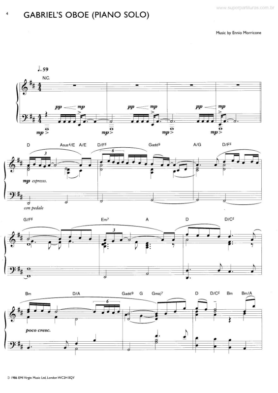 Partitura da música Gabriel`s Oboé v.2