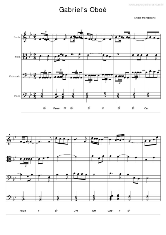 Partitura da música Gabriel`s Oboé