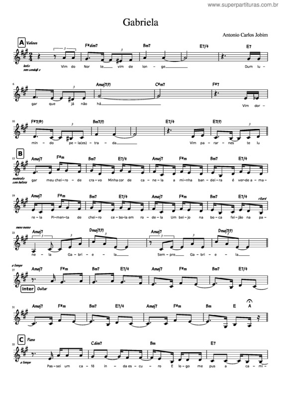 Partitura da música Gabriela v.5