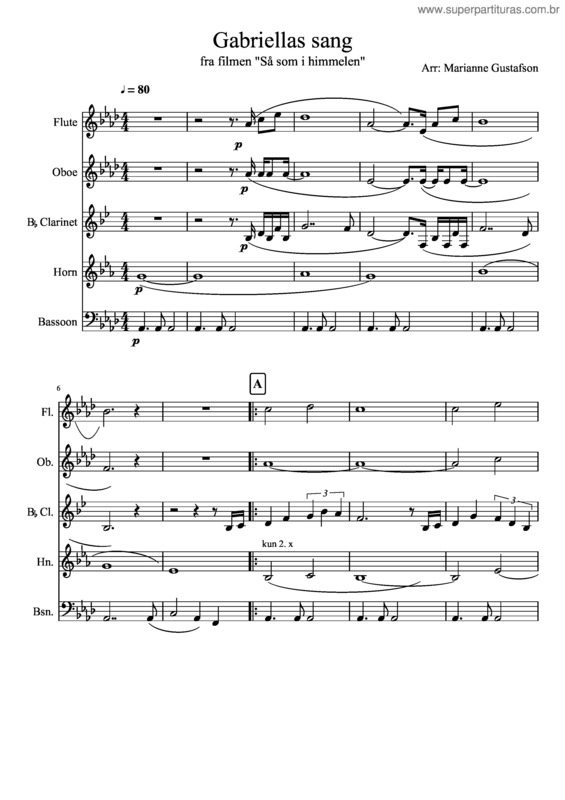 Partitura da música Gabriellas Sang