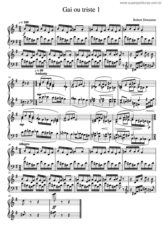 Partitura da música Gai Ou Triste 1