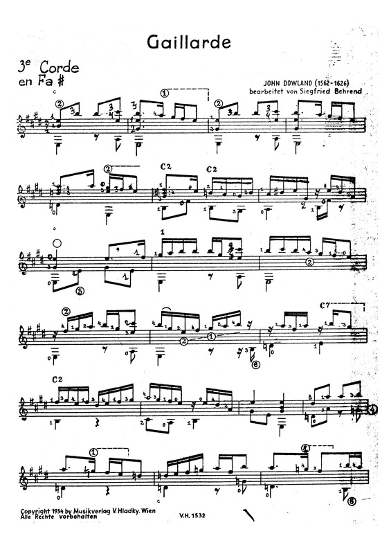 Partitura da música Gaillarde