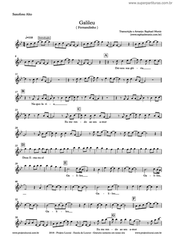 Partitura da música Galileu v.2