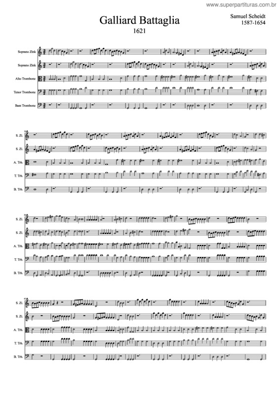 Partitura da música Galliard Battaglia À 5
