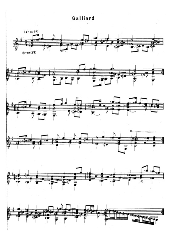 Partitura da música Galliard