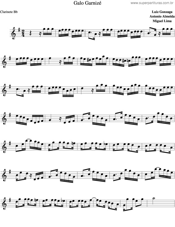 Partitura da música Galo Garnizé v.2